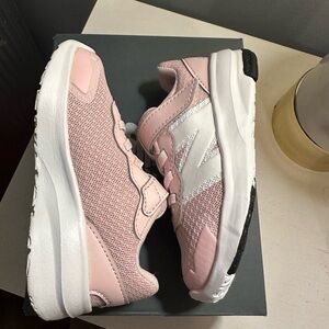 New Balance Kids Pink 578v1 Bungee Lace with Top Strap Running Shoes